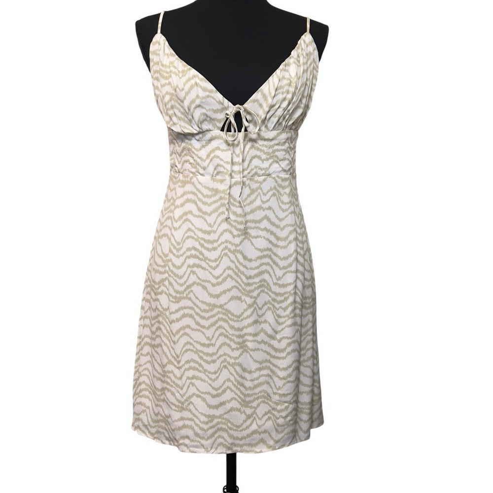 Elodie Empire Waist‎ Mini Sundress Size XL Green White Zebra Style Stripe Straps